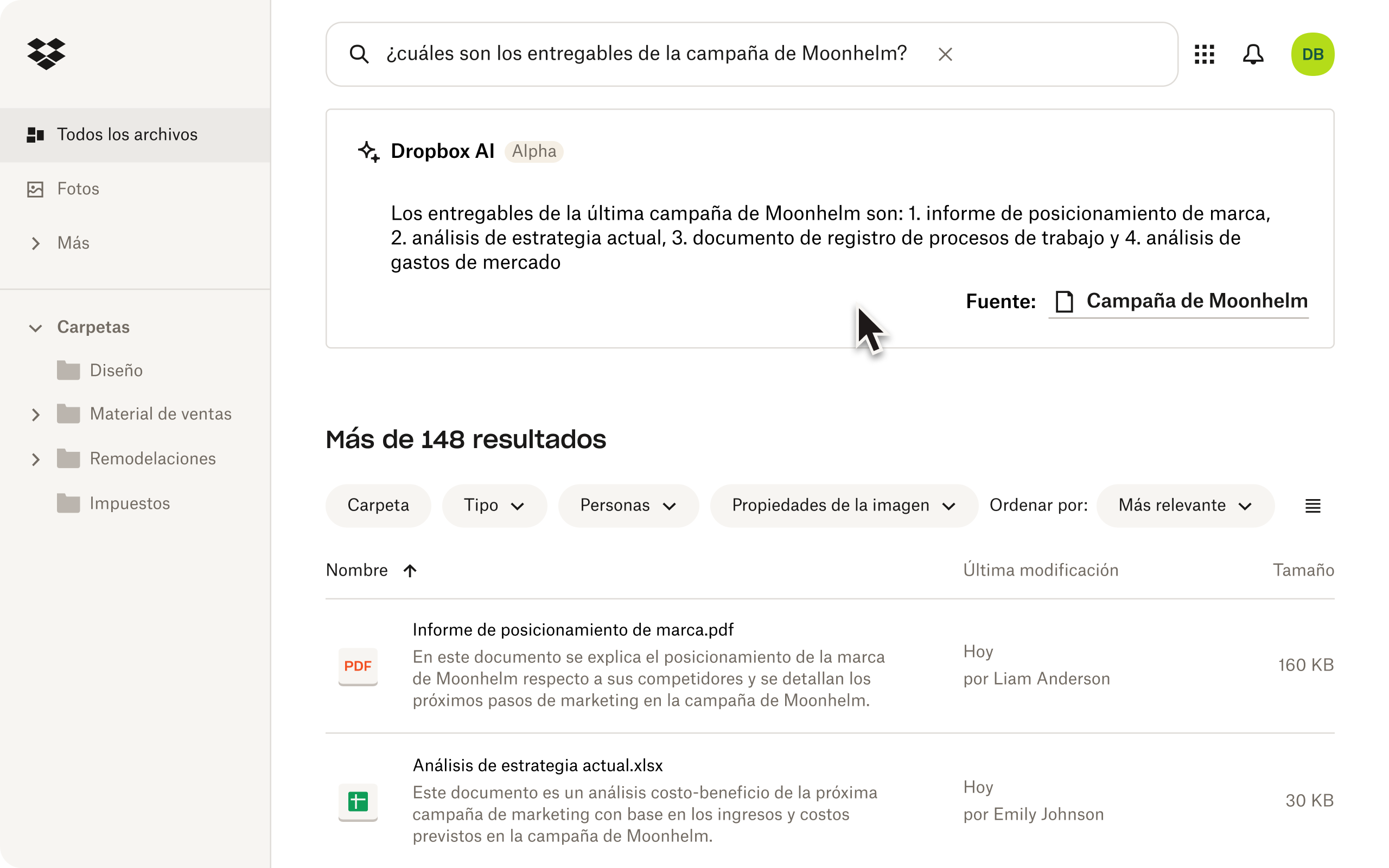 Dropbox AI ayuda a los usuarios a buscar archivos en sus carpetas