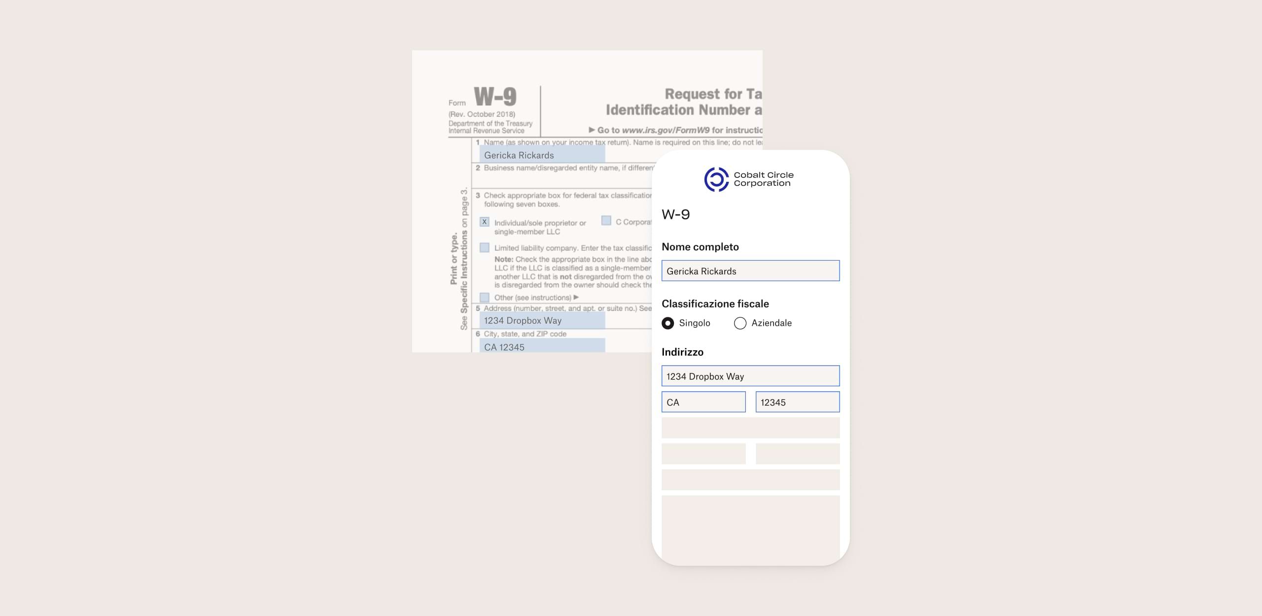 Qualcuno compila un modulo in Dropbox Forms su un dispositivo mobile e il file pdf viene aggiornato