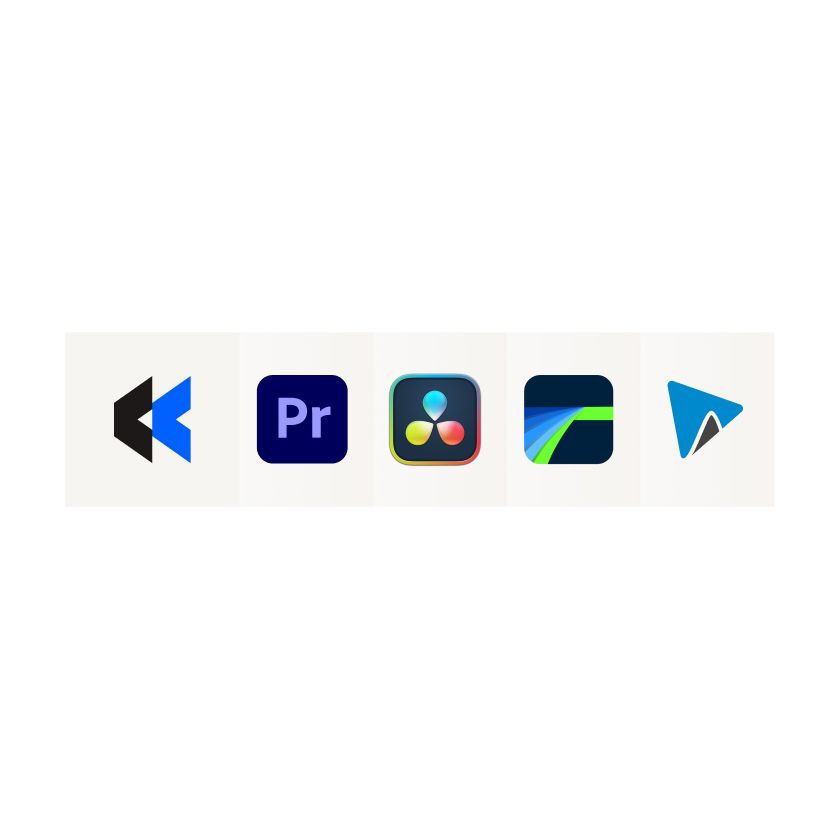 Icons of other video editing software including Adobe Premiere Pro