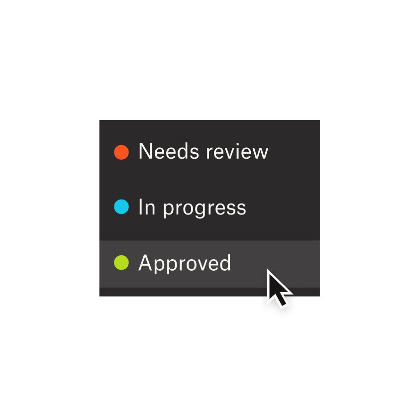 A user clicking on the “Approved” option in a dropdown menu