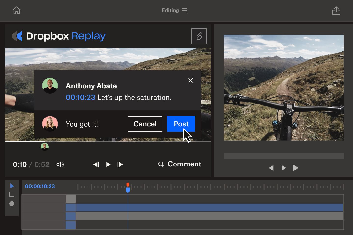 Product UI shows how Replay integrates with your existing video editing software