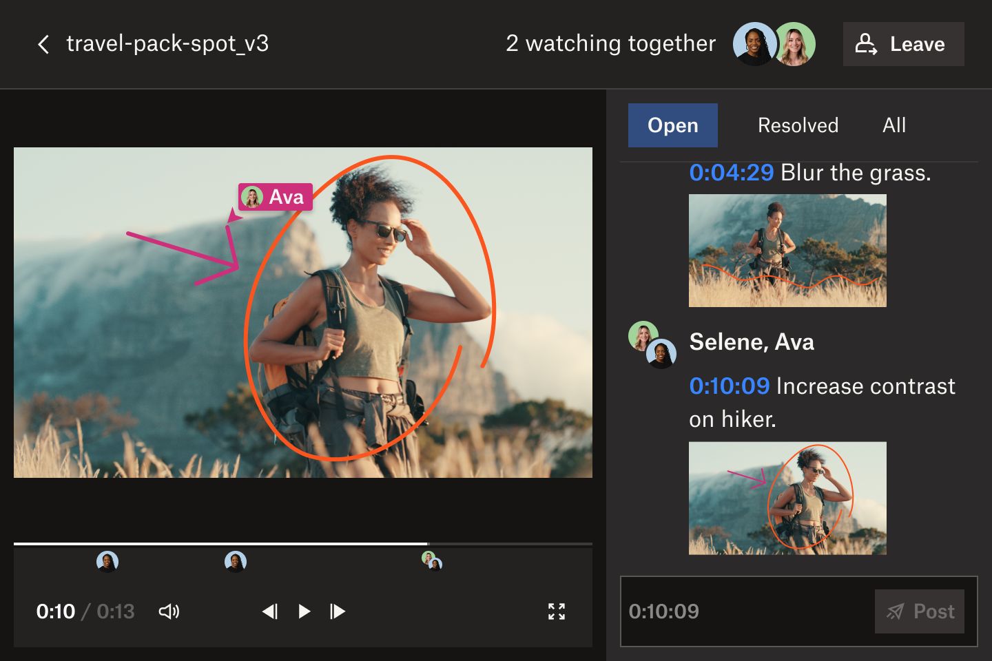 A user circling an image in a video frame
