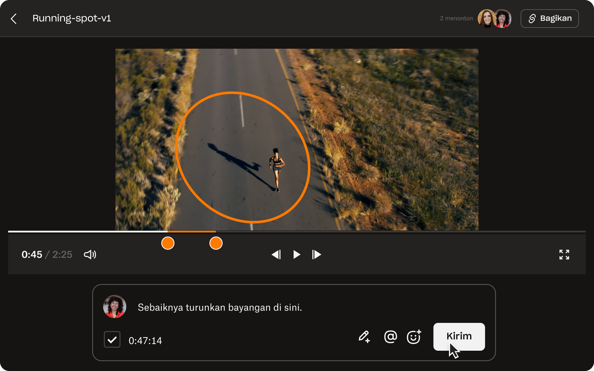 Animasi pengeditan, mock-up, dan komentar video di Replay