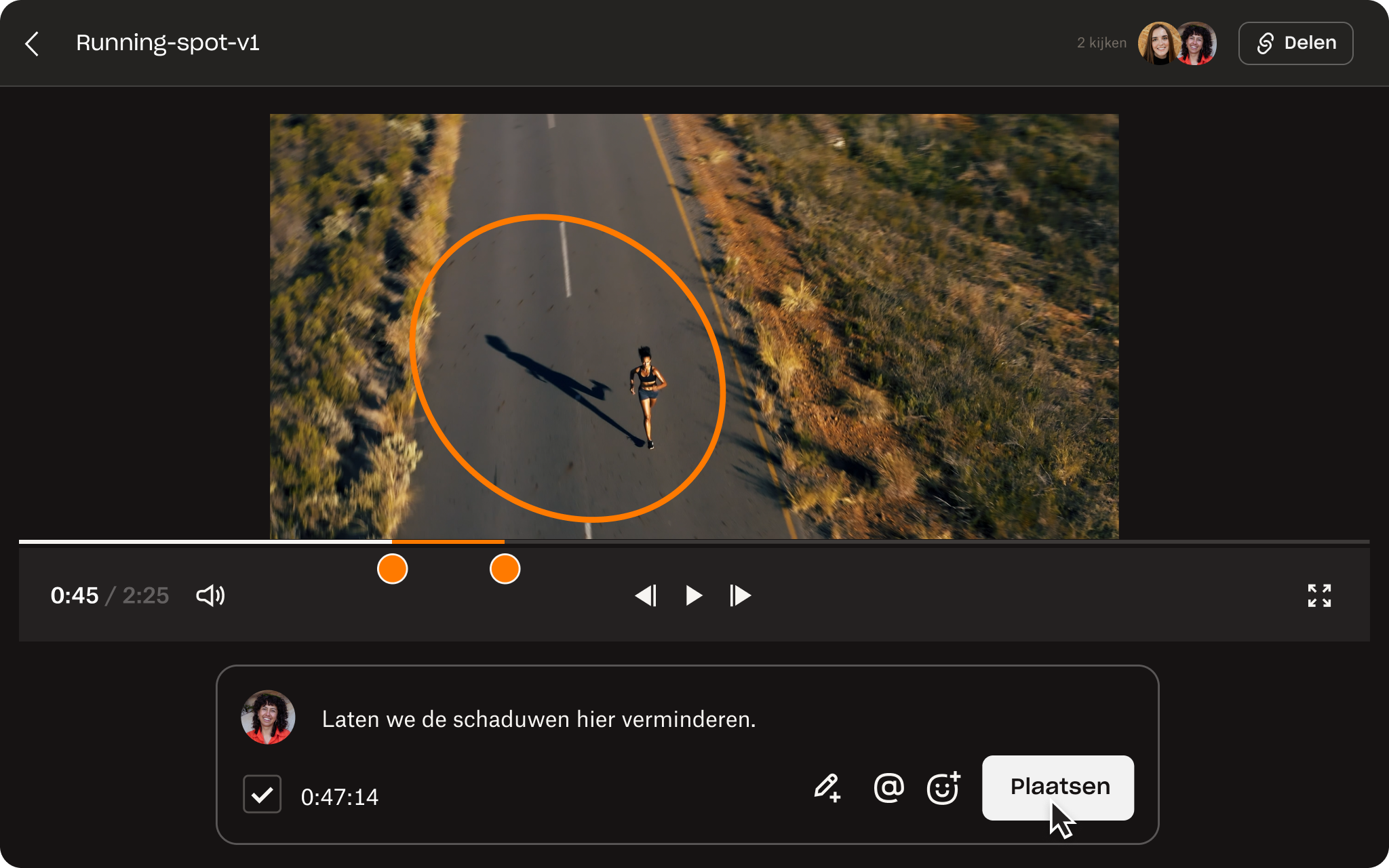 Dropbox Replay-scherm dat een live beoordeling toont