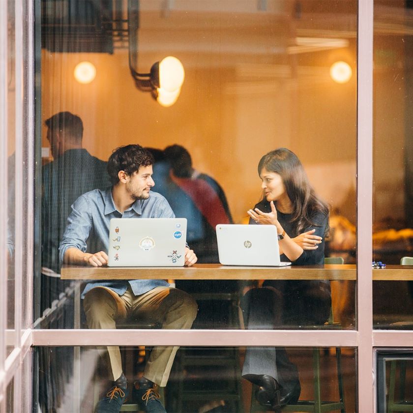 Two professionals discuss business continuity and disaster recovery plans for their company.