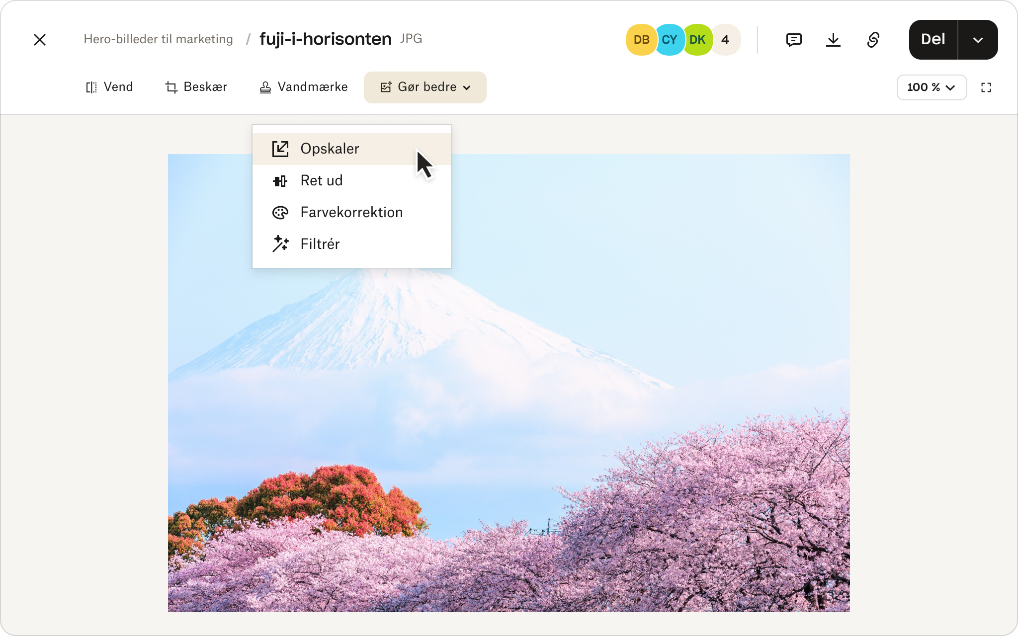 Funktioner til billedredigering i Dropbox-cloudlager.