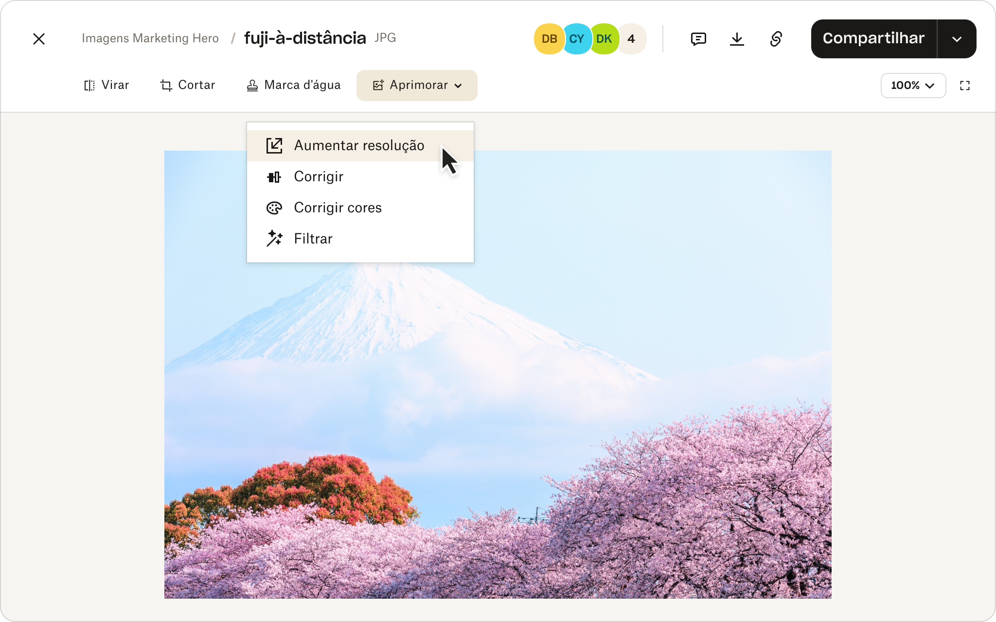 Recursos de edição de fotos no armazenamento em nuvem do Dropbox.
