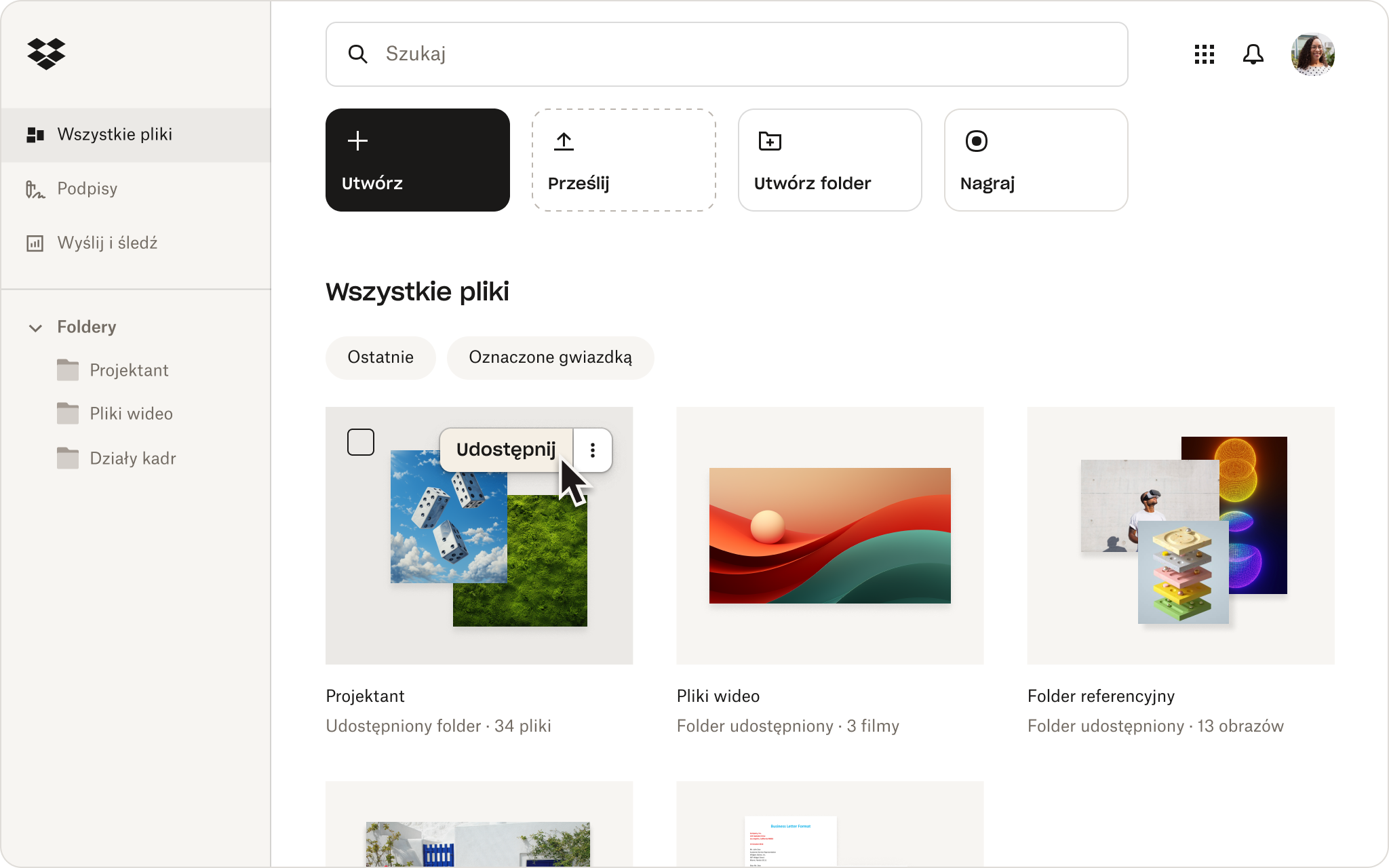 Animacja funkcji Dropbox.