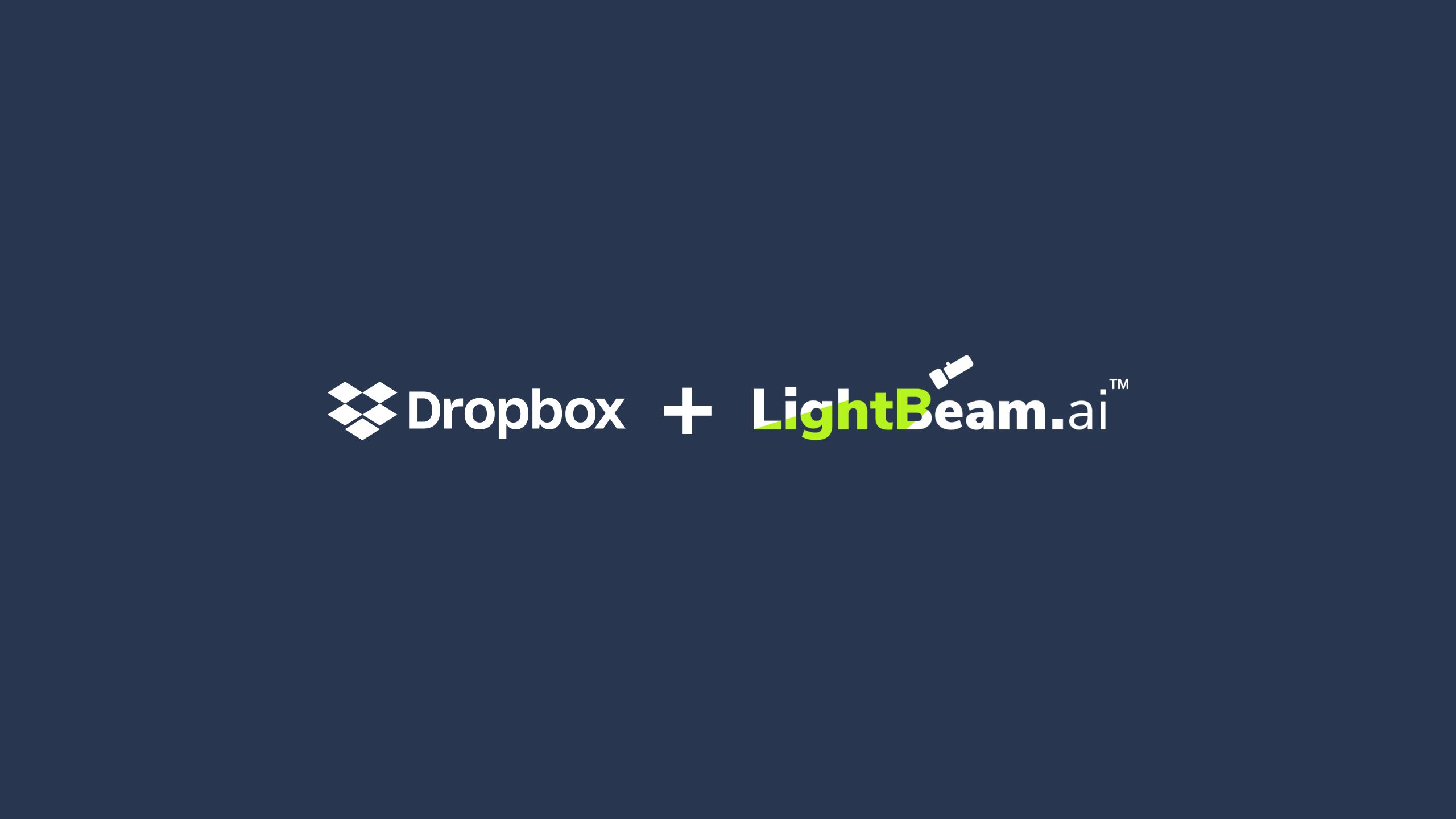 Combinação dos logotipos do Dropbox e da LightBeam.ai