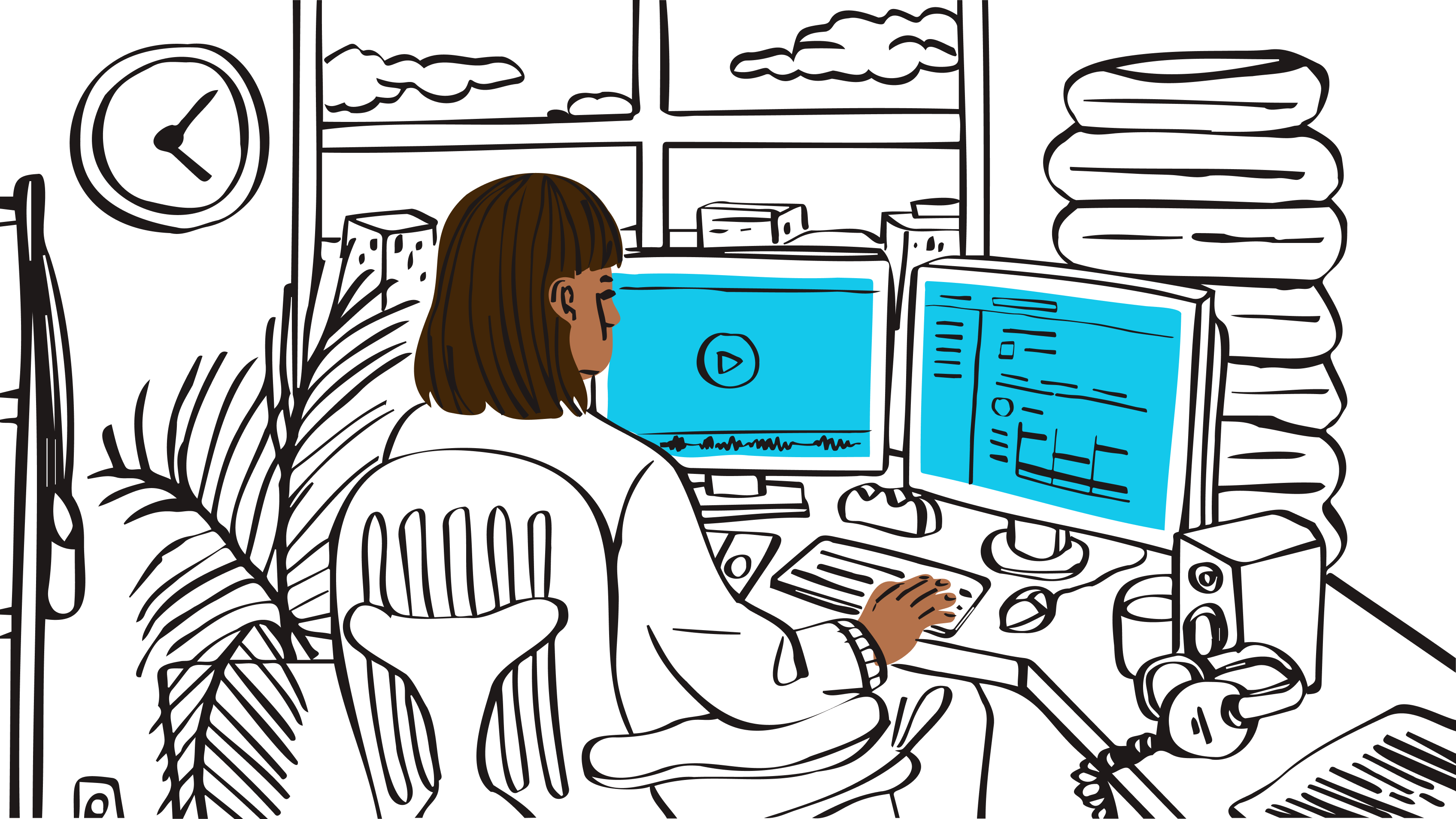 A Dropbox user works on project files stored in their team cloud storage.