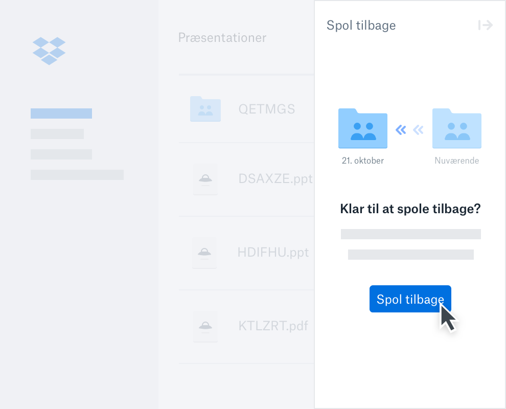 Animeret skærmbillede af Dropbox Rewind tilbage